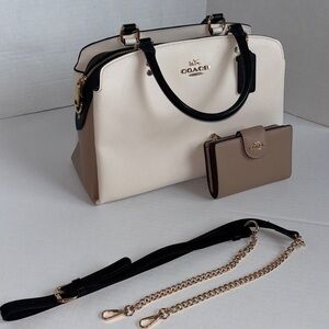 Coach Lillie Color-block Satchel Bag and matching Wallet Set